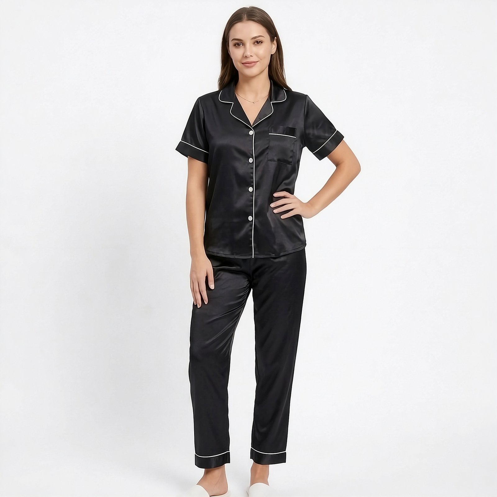 Pijama Para Mujer Camisa Manga Corta Y Pantalón - Imagen 3