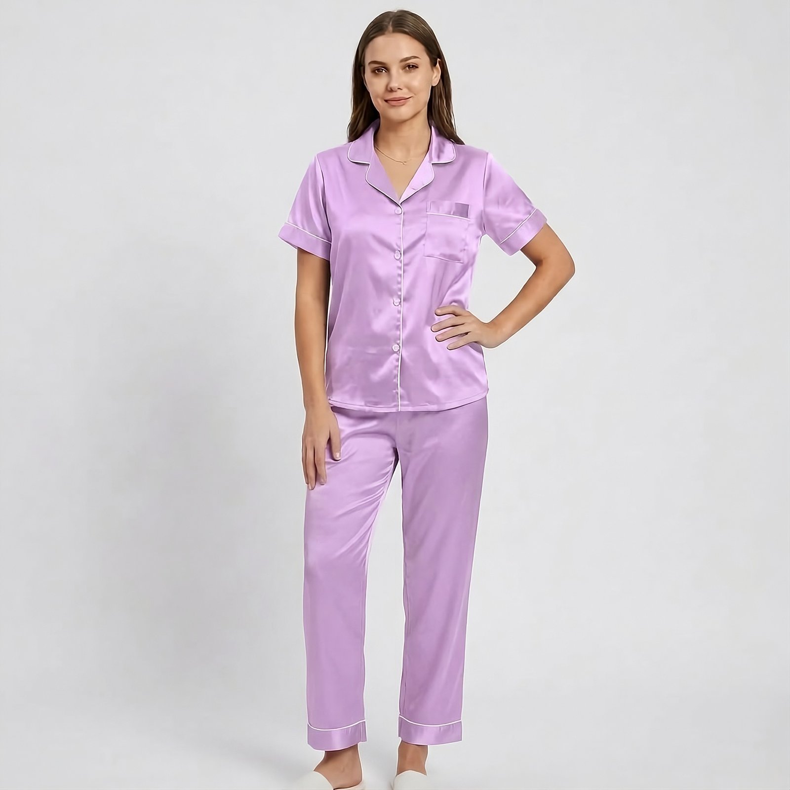 Pijama Para Mujer Camisa Manga Corta Y Pantalón - Imagen 10