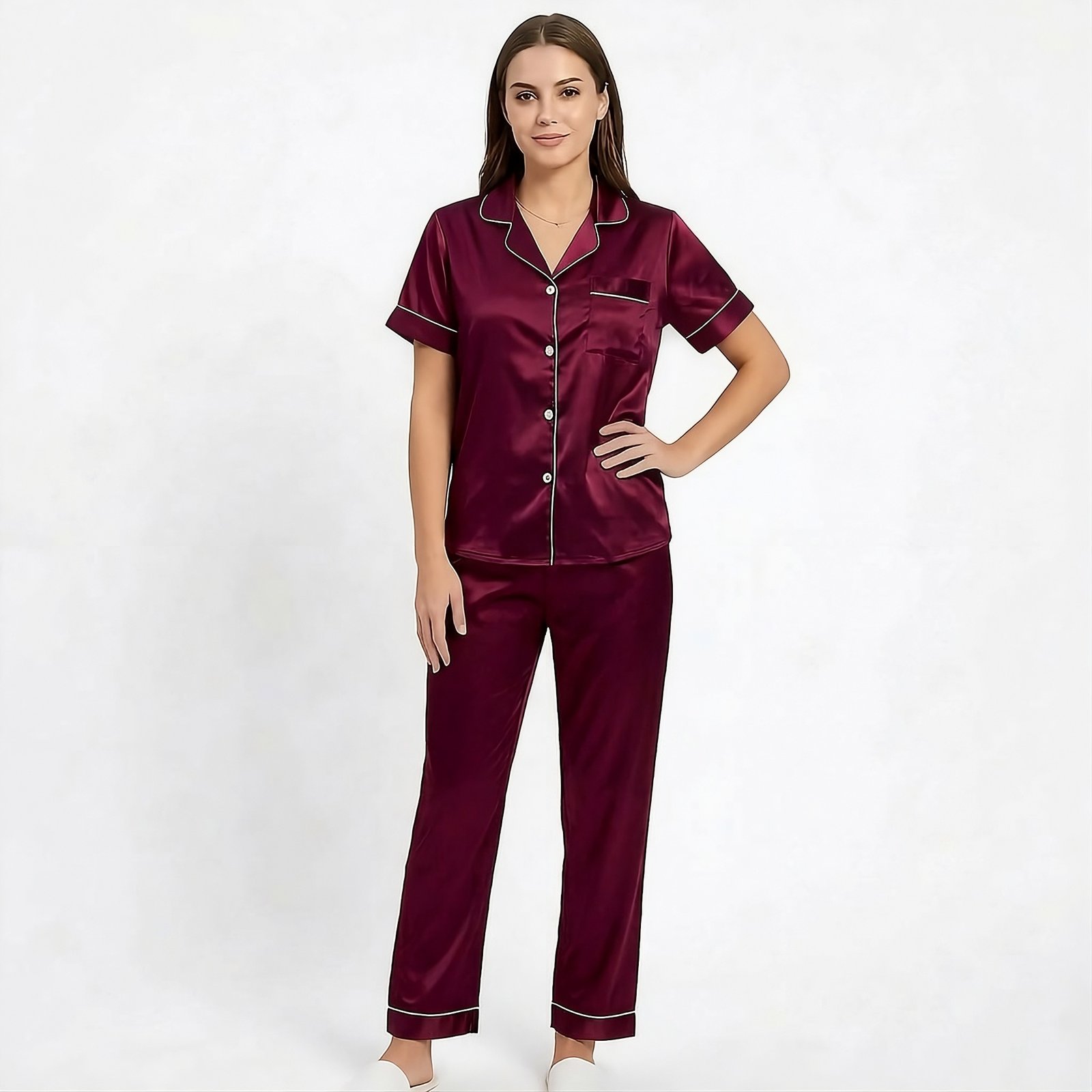 Pijama Para Mujer Camisa Manga Corta Y Pantalón - Imagen 12