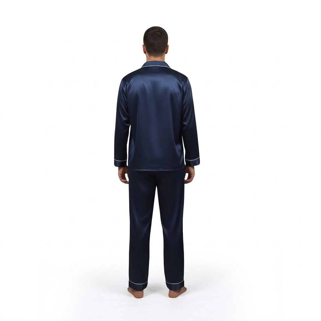 Pijama Para Hombre En Satín Camisa Manga Larga y Pantalón - Imagen 2